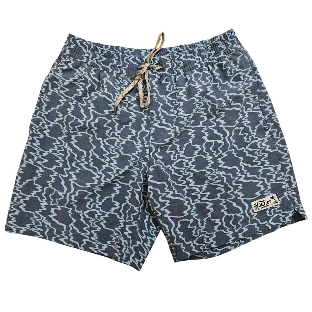 Howler Board Shorts‎ M w Blue GeoMet  waist. Side pockets Stylish N Sexy Surfer